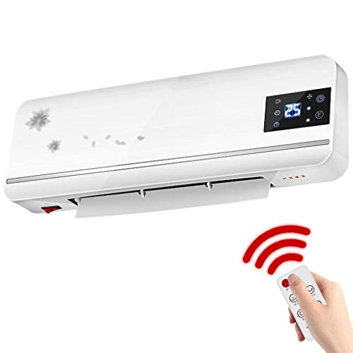 2000W PTC Calentador De Ventilador Temporizador De Control Remoto Calentador De Baño con Cortina De Aire del Calentador De Temporizador con Elemento PTC De Termostato para Oficina, Escritorio, Hogar