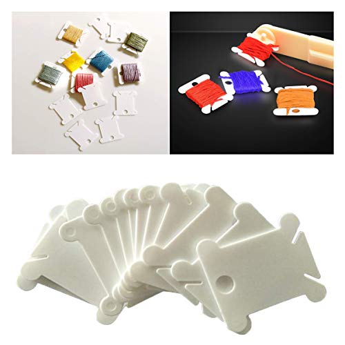 200PCS Bobinas de Hilo Punto de Cruz,Osuter Plastico Bobinas con 2PCS Bobinadora para Arte Bordado Tejeduría Manualidades