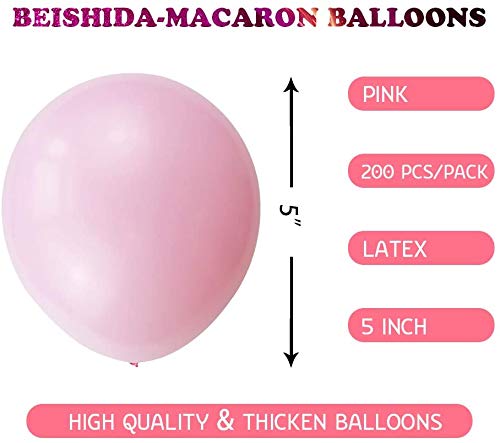 200Pcs Globos Rosa, Mini Rosa Macaron Globos Pastel Helio Latex Fiesta Balloons para Bodas Cumpleaños Decoración Graduacion