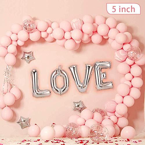 200Pcs Globos Rosa, Mini Rosa Macaron Globos Pastel Helio Latex Fiesta Balloons para Bodas Cumpleaños Decoración Graduacion