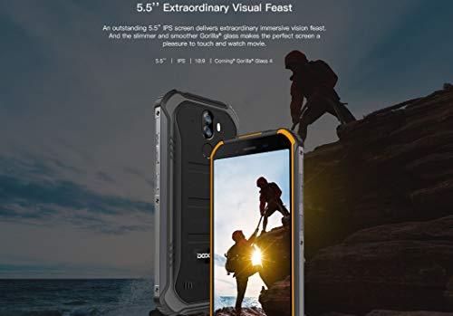 【2019】DOOGEE S40 (3GB+32GB) 4G Android 9.0 Sólido Móvil Libre Robusto - 5.5'' HD (Gorilla Glass 4) IP68/IP69K Militar Resistente IP68 Impermeable Smartphone, 4650mAh batería,DUAL SIM,GPS,NFC - naranja