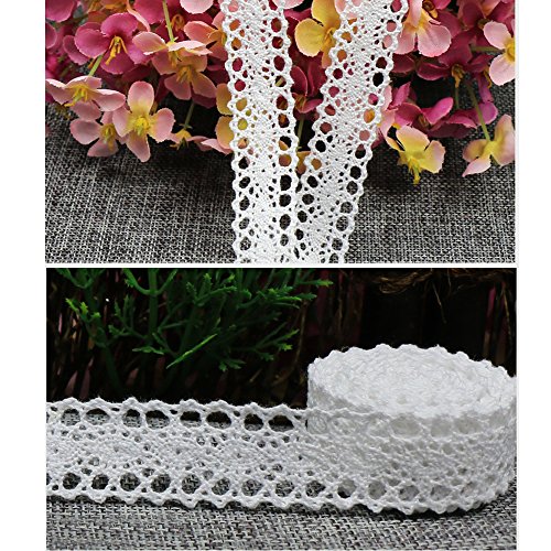 20m Encaje Cinta Decorativo Blanco Ancho 2cm para Manualidades Boda Navidad Pascua Fiesta Bricolaje (Blanco)