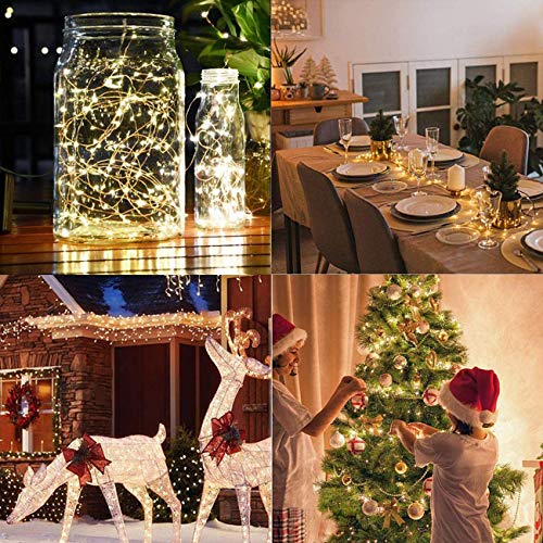 20M Guirnaldas Luces exterior - 200 LED Luces Led Exteriores Jardin, Luces de Hadas Blanco Cálido con Enchufe, Cadena de Luces Decoracion habitacion de interiores para Navidad, Terraza, Bodas