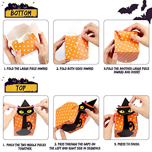 20pcs Caja de Dulces Cajas para Galletas Bolsas Caramelos Halloween, en forma de Gato, Araña, Fantasma, Calabaza, Caja de Papel de Galletas Pasteleria Caramelo Chocolate para Niños (8.7 * 8.7 * 7cm)