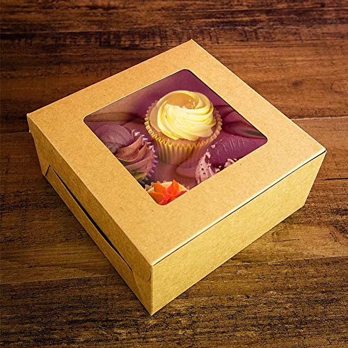 20pcs Cajas Para Cupcake ,WENTS Caja de Pastel Elegante y Portátil Caja para Cupcakes con Ventana Transparente para Adecuado para Bodas, Fiestas, Ceremonias, Cumpleaños
