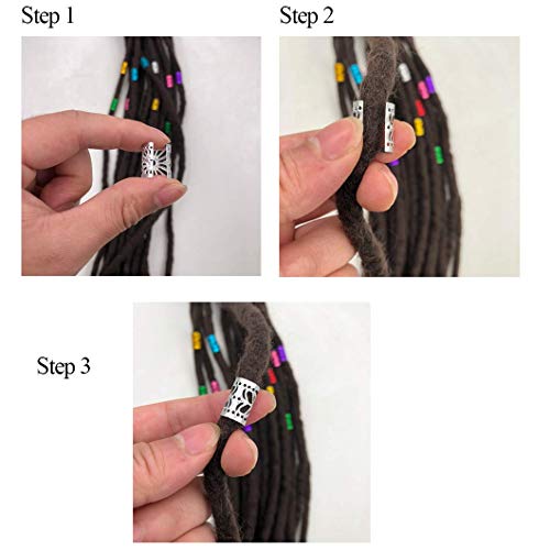 210 piezas de Anillo de Rasta Puños de Dreadlocks de Aluminio de Accesorios de Clip de Pelo Trenzado aluminio multicolor para el pelo，para decoración de cabello