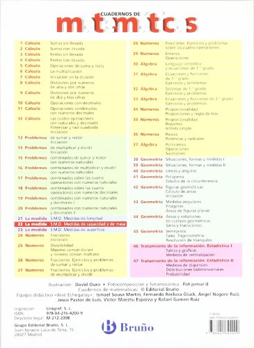 22. Sistema Métrico Decimal. Medidas de capacidad y masa (Castellano - Material Complementario - Cuadernos De Matemáticas) - 9788421642009