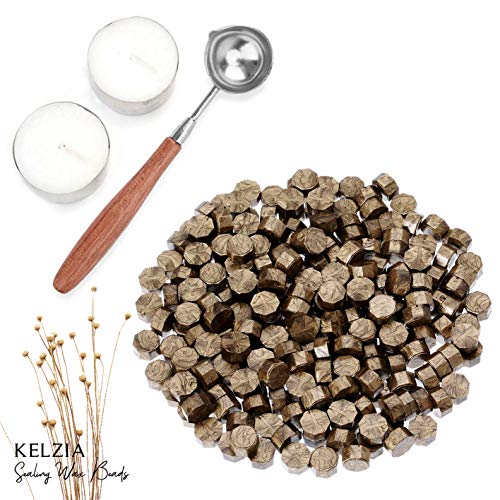 230 Piezas de Cera de Sellado Octagonal con 2 Velas de Té + 1 Cuchara de Fundir. Cera para Sello de Cera (BRONCE)