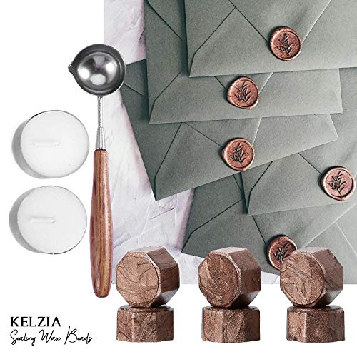 230 Piezas de Cera de Sellado Octagonal con 2 Velas de Té + 1 Cuchara de Fundir. Cera para Sello de Cera (CHOCOLATE)