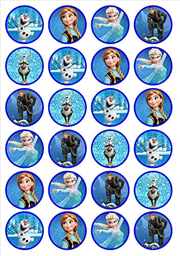 24 decoraciones comestibles de oblea de Frozen precortadas para cupcakes