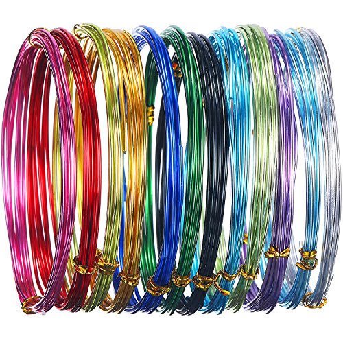 24 rollos de alambre de aluminio multicolor para manualidades, metal flexible para creación de arte y joyería, calibre 15 y calibre 20