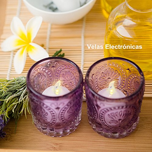 24 Velas LED Sin Fuego - Glamouric Velas Electrónicas con Baterías Incorporadas Perfectas para San Valentín, Cumpleaños, Fiestas, Halloween, Navidad, Festivales, Decoración (Luz Blanca Cálida)