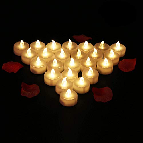 24 Velas LED Sin Fuego - Glamouric Velas Electrónicas con Baterías Incorporadas Perfectas para San Valentín, Cumpleaños, Fiestas, Halloween, Navidad, Festivales, Decoración (Luz Blanca Cálida)