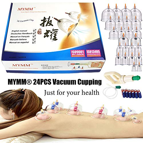 24 x ventosas, Ahuecamiento, Tratamiento Ventosas Masaje, Terapia biomagnética Tradicional China Cupping Set Hogar Sacar Vacío Cupping Kit/Chino Masaje Medical Cupping Set Succión Acupuntura