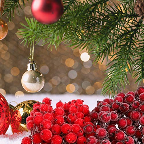 240 piezas de bayas artificiales, flor falsa, mini navidad, fruta helada, bayas, acebo, decoración de flores artificiales para árbol de Navidad, decoración del hogar, guirnalda artesanal