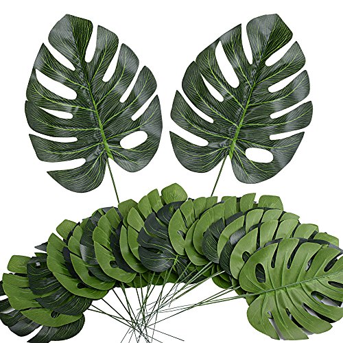 24pcs Hoja de Palma Tropical Artificial Falsa de Imitación Hawaiana Luau Party Selva Playa Tema Decoraciones de Fiesta Boda