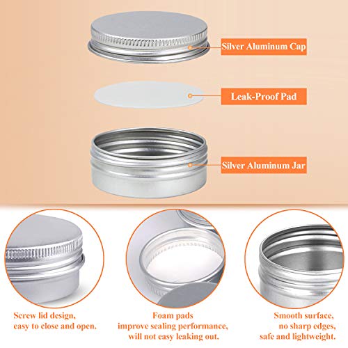 24pcs Tarros de Aluminio vacío, Vacíos Recipiente de cosmética Tarros Pequeños Viajes con Etiquetas y Mini espátula, Lata Aluminio Redonda para Crema, loción, Máscaras, Bálsamo Labial, Velas (5 ml)