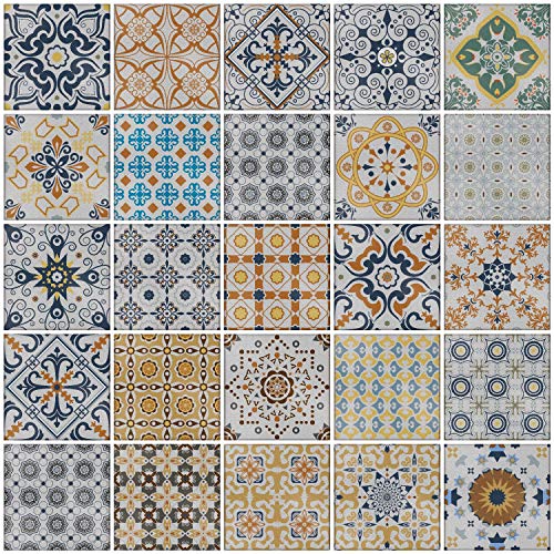 24x Mezcla gris Lámina impresa 2d PEGATINAS grises lisas para pegar sobre azulejos cuadrados de 15cm en cocina, baños – resistentes al agua y aceite