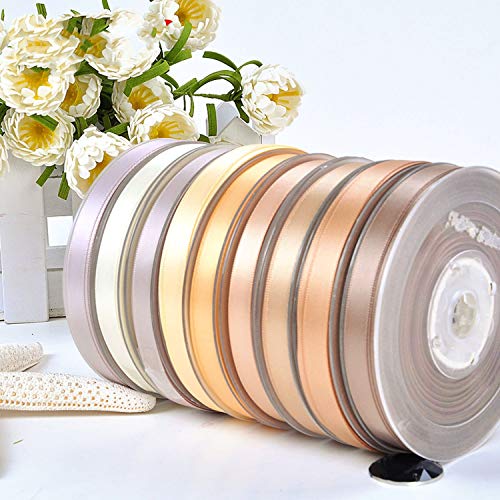 25 28 32 38 mm 100yards / lot del satén y una sola cara del Café oscuro para los regalos de la decoración del banquete de boda hecho a mano de flores de Rose, 846,25mm marrón dorado