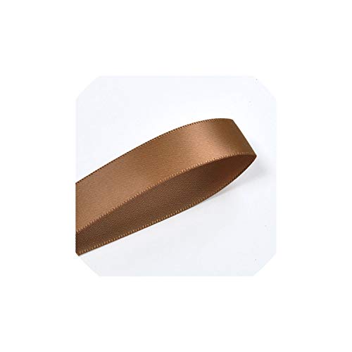 25 28 32 38 mm 100yards / lot del satén y una sola cara del Café oscuro para los regalos de la decoración del banquete de boda hecho a mano de flores de Rose, 846,25mm marrón dorado