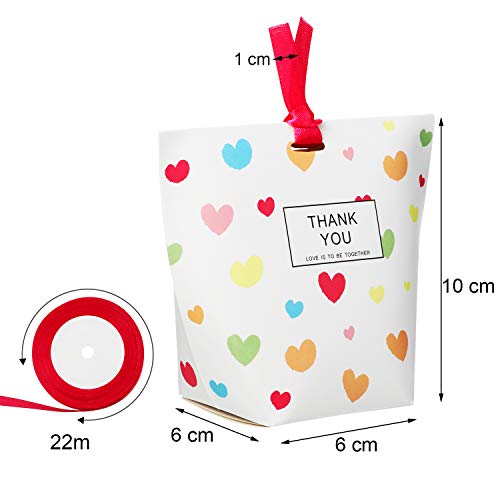 25 Piezas de Pie Bolsas de Papel de Caramelo/Bolsas de Regalo con Un Rollo de Cinta, Caja de Papel Kraft de Comestibles Bolsas de Fiesta con Fondo Plano (Con El Corazón Estampado)