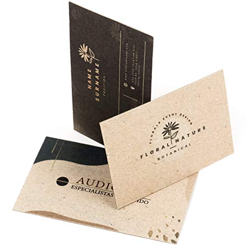 250 Tarjetas de visita personalizadas impresas doble cara, premium, cartón reciclado grueso 450 g, papel kraft premium, vintage y originales, 55x85 mm