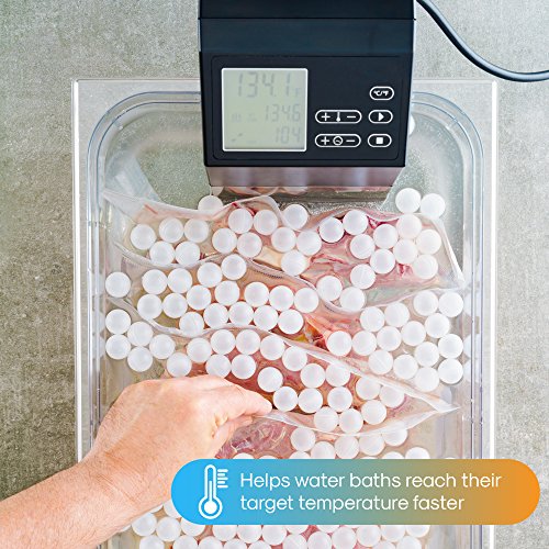 275 Premium Sous Vide Bolas de Cocina con Bolsa de Malla - Minimiza la Pérdida de Calor y la Evaporación de Agua - Anova Joule Cocinas de Precisión de Cocina - Reutilizable & 100% BPA Gratis.