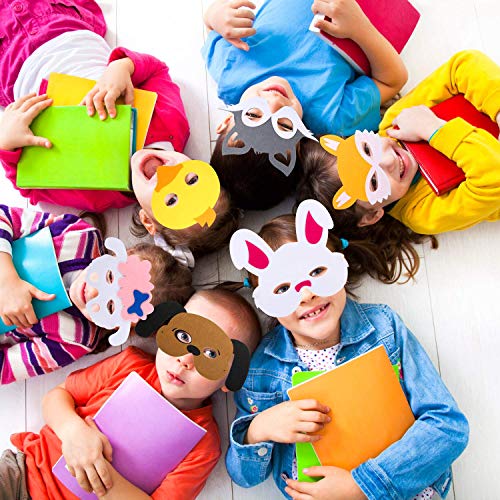 28 Piezas Fiesta Máscaras para Niños, Fieltro Máscaras para Animal Cosplay Fiesta Ojo Máscaras con Cuerda Elástica para Niños Fiesta Mascarada Decoración