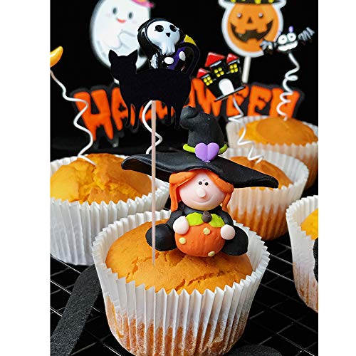 28 Piezas Topper de Tarta Halloween Topper de Magdalena de Halloween Adornos de Fantasma Comida De Halloween,Comida De Halloween Selecciones opper Magdalenas Halloween para Fiesta De Halloween