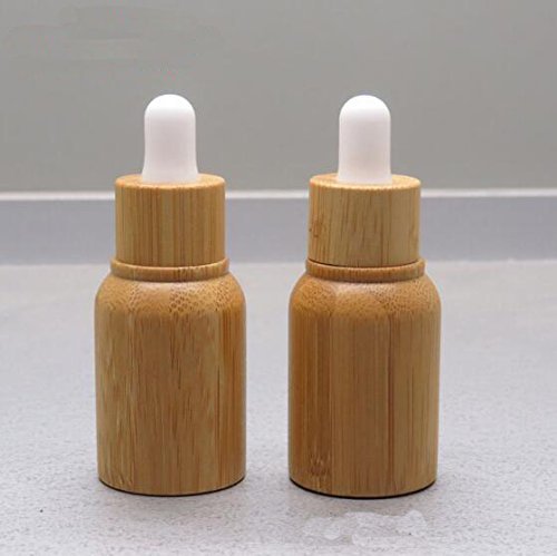 2PCS 10ML 0.35OZ Frasco cuentagotas manual de bambú vacío con revestimiento de vidrio Perfume portátil Fragancia de muestra Olla de aceite esencial Aromaterapia Envase cosmético