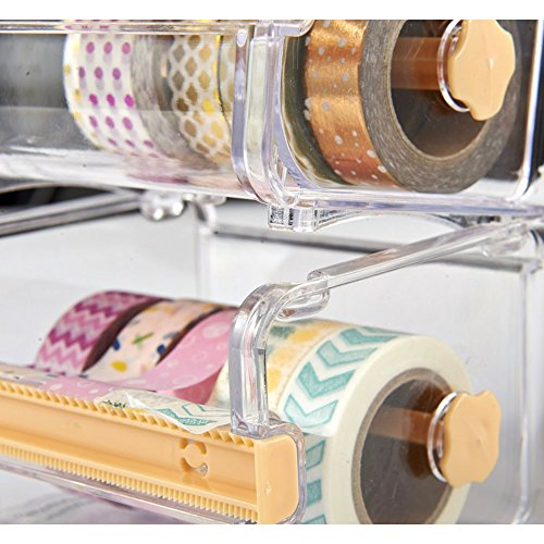 2pcs HomDSim Washi Tape Dispensador Cutter, organizador de cinta de rollo, cinta adhesiva de escritorio DIY cinta adhesiva rollo cortador de cinta de almacenamiento, caja de cinta Washi amarillo