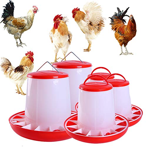 2Pcs / Juegos De Pollo Alimentador Cubo De 6 Kg / 13.5LB Pato Ganso Bird Automática Piensos Barril Alimentación con Taza Avicultura Avance De La Herramienta