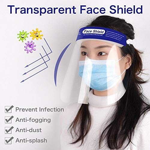 2x Visera Protectora Facial Pantalla Proteccion Cara TPE Transparente Antivaho Lavable Reutilizable a Prueba de Viento Visera de Seguridad Laboral (2pcs)