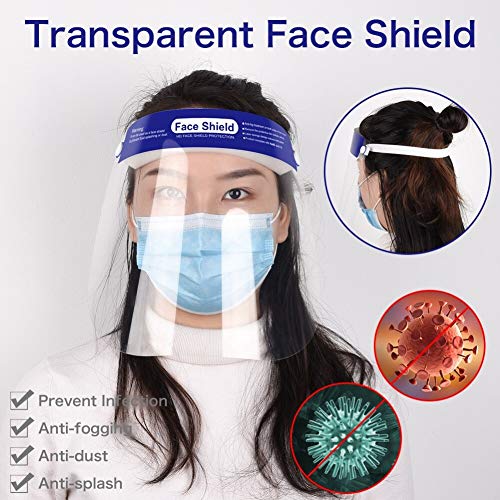 2x Visera Protectora Facial Pantalla Proteccion Cara TPE Transparente Antivaho Lavable Reutilizable a Prueba de Viento Visera de Seguridad Laboral (2pcs)