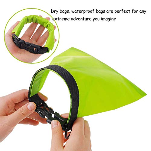 3 Bolsas Secas, Bolsa ImpermeableDeriva, Verde Militar Adecuado para Nadar, Hacer Rafting, Acampar, Hacer Kayak, IR de Excursión1.5L / 2.5L / 3.5L