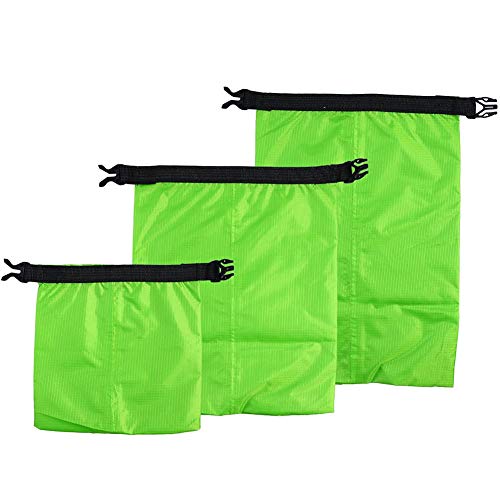 3 Bolsas Secas, Bolsa ImpermeableDeriva, Verde Militar Adecuado para Nadar, Hacer Rafting, Acampar, Hacer Kayak, IR de Excursión1.5L / 2.5L / 3.5L