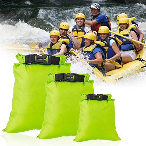 3 Bolsas Secas, Bolsa ImpermeableDeriva, Verde Militar Adecuado para Nadar, Hacer Rafting, Acampar, Hacer Kayak, IR de Excursión1.5L / 2.5L / 3.5L