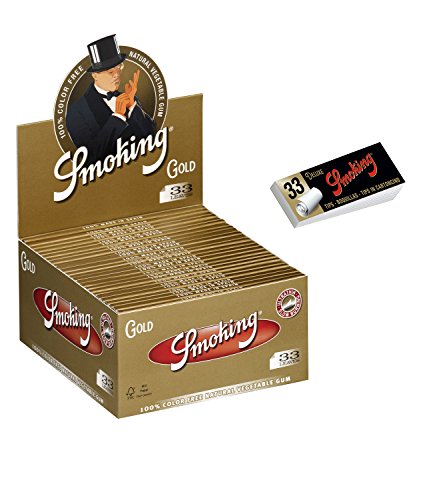 3 cajas de Smoking Gold King Size Papers 50 folletos x 33 folletos con folleto Smoking 6 x 33 puntas de filtro Original®