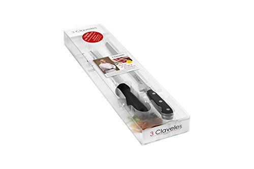 3 Claveles 1700 - Set de Cuchillo jamonero (25 cm) + chaira + CD