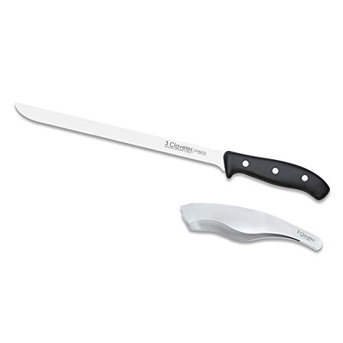 3 Claveles 28016 Set Compuesto por Cuchillo Jamonero y Pinza, Acero Inoxidable, Plata