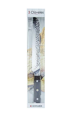 3 Claveles 28078 Cuchillo pan largo cocina cuchillos paneros profesional de hoja larga y filo ondulado corte efectivo y limpio de 19 cm-7,5" de hoja