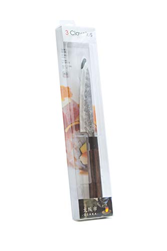 3 Claveles - Cuchillo de Cocina oriental, Mango de madera, Acero Inoxidable, línea Osaka - (16cm - 6,5")