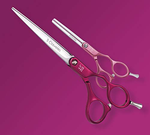 3 Claveles Duraluminio - Tijera de peluquería de corte rosa 5.5"