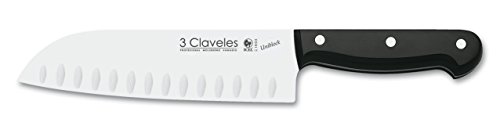 3 Claveles Uniblock - Cuchillo de cocina Santoku alveolado 18 cm