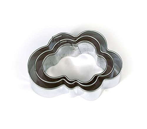 3 mini cortadores de galletas de acero inoxidable con nubes