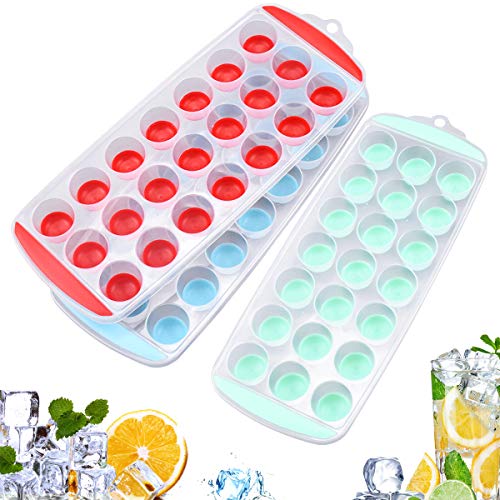 3 Paquete Silicona Ice Cube Bandejas, Sin BPA Bandejas de Cubitos de Hielo, 63 Rejillas Moldes para Cubitos de Hielo, Moldes Cubitera Hielo para Comida de Bebé Agua Whisky Cóctel Bebidas