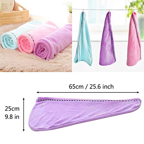 3 Piezas de Toalla de Pelo de Microfibra Turbante, Ultra absorbente Toallas para Secar Pelo con Botón, Pelo Gorro de Cabeza de Secar Rápido para Mujeres, Suave Absorbentes de Agua Pelo Seco Sombreros