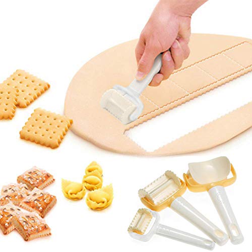 3 Unids/Set moldes Torta de la Pasta Herramientas de la panadería del balanceo para Hacer Tartas y Galletas, Molde de Bricolaje Decoración Kit de Herramientas de Sello (White)