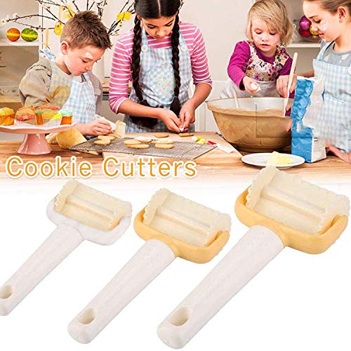 3 Unids/Set moldes Torta de la Pasta Herramientas de la panadería del balanceo para Hacer Tartas y Galletas, Molde de Bricolaje Decoración Kit de Herramientas de Sello (White)