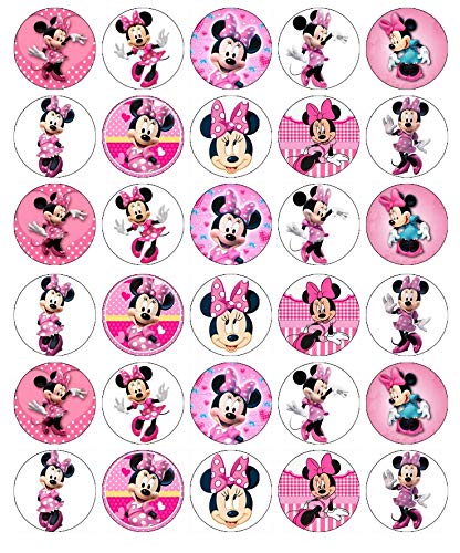 30 obleas comestibles para cupcakes de Minnie Mouse Disney